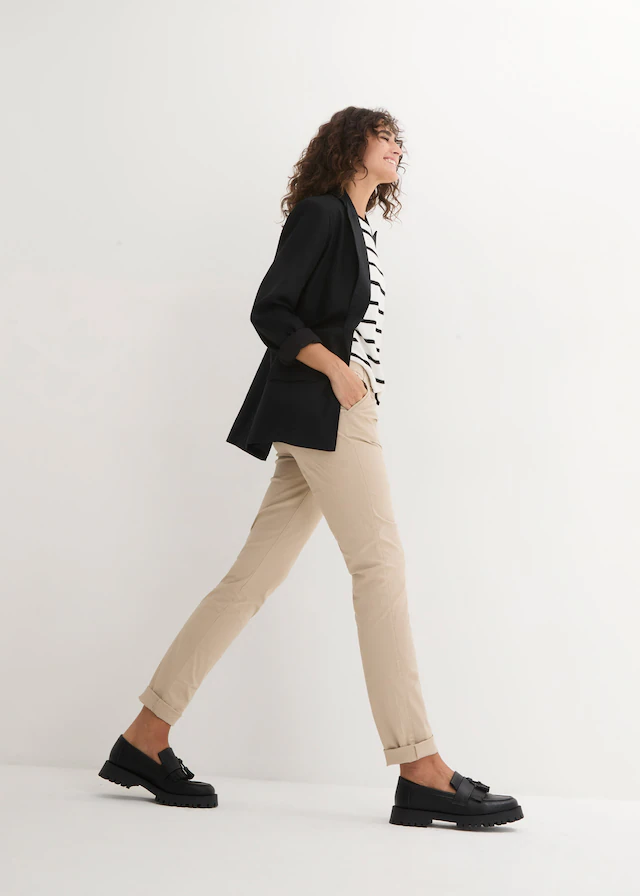 bonprix Chinohose schmale Form, mit Bundfalten und praktischen Taschen