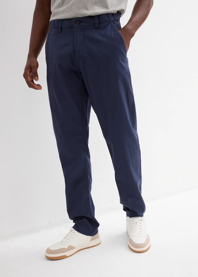 bonprix Chinohose aus Leinen und Baumwolle, Regular Fit, im Chino-Stil