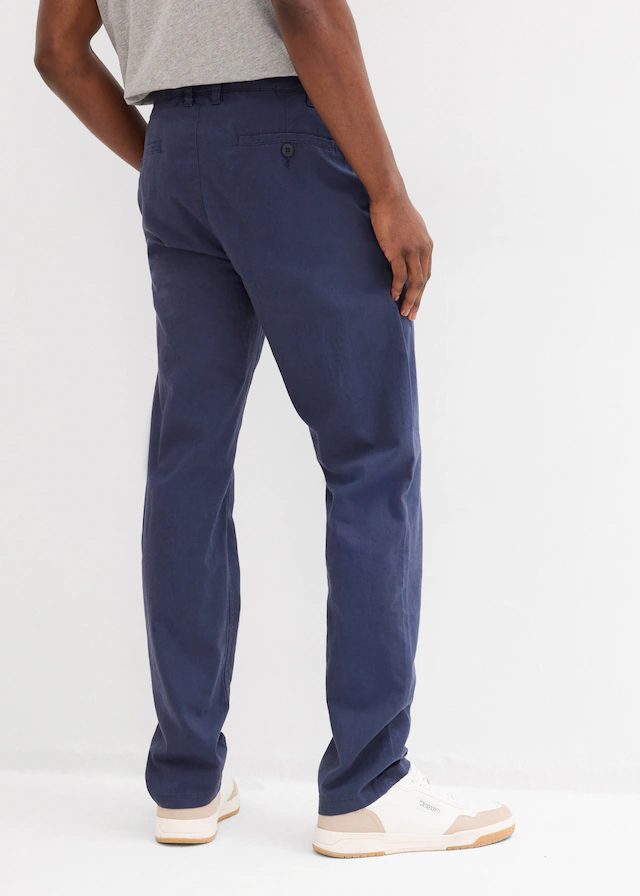 bonprix Chinohose aus Leinen und Baumwolle, Regular Fit, im Chino-Stil