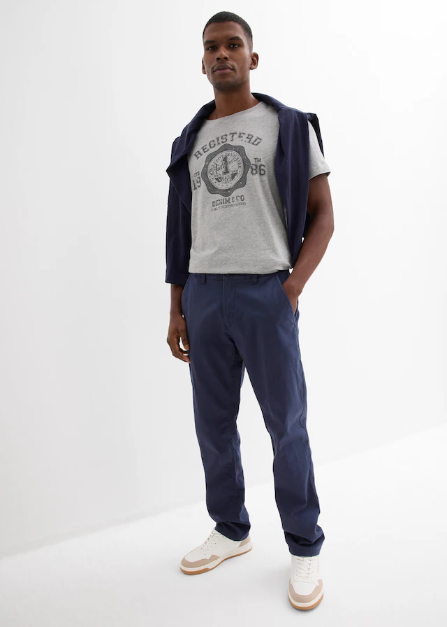 bonprix Chinohose aus Leinen und Baumwolle, Regular Fit, im Chino-Stil