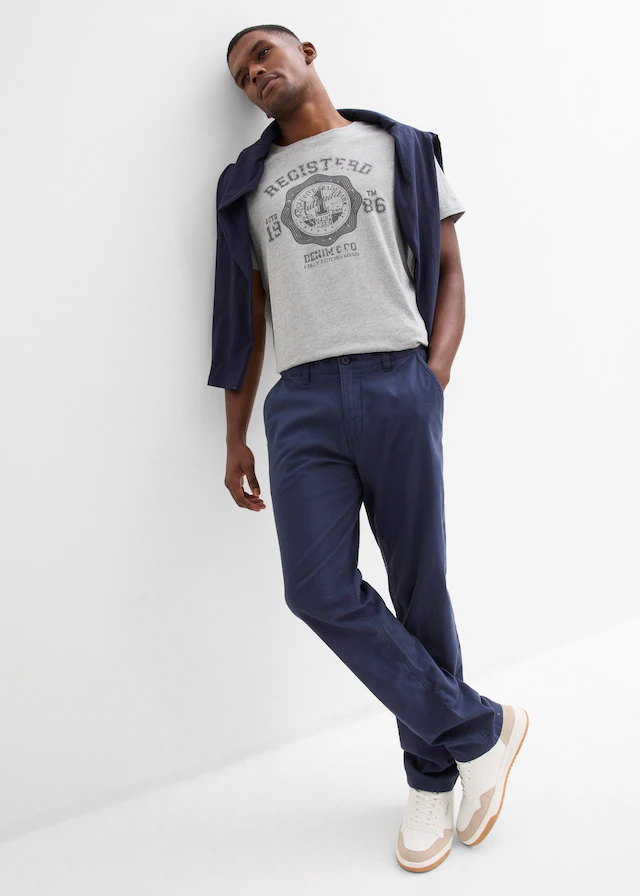 bonprix Chinohose aus Leinen und Baumwolle, Regular Fit, im Chino-Stil