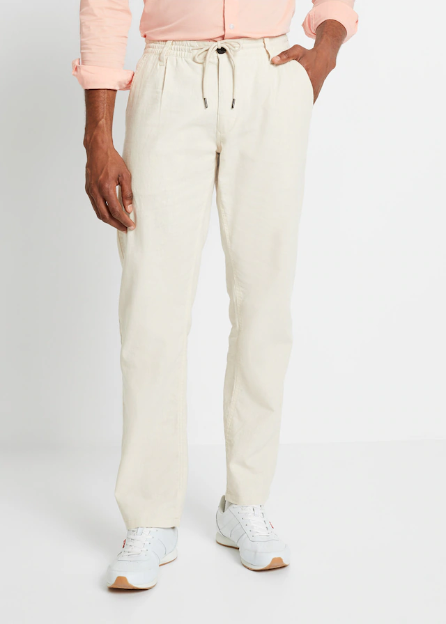 bonprix Chinohose aus Leinen, mit Bändchen zur Weitenanpassung, relaxed fit
