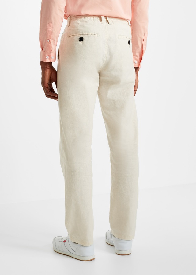 bonprix Chinohose aus Leinen, mit Bändchen zur Weitenanpassung, relaxed fit