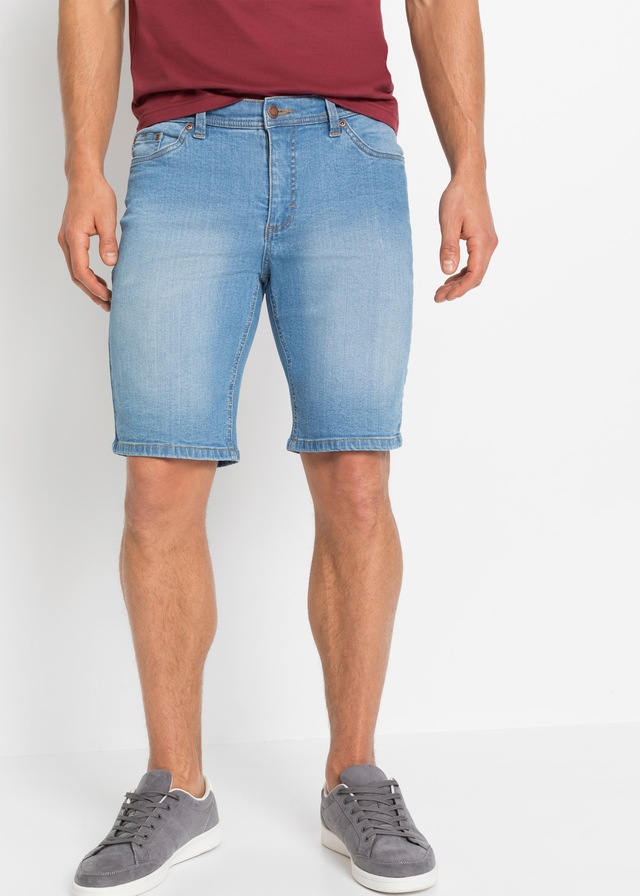 bonprix Jeansbermudas Packung, 2er, 2 mit Elasthan-Anteil, im Straight Fit, mit Used-Effekten, 5-Pocket-Form