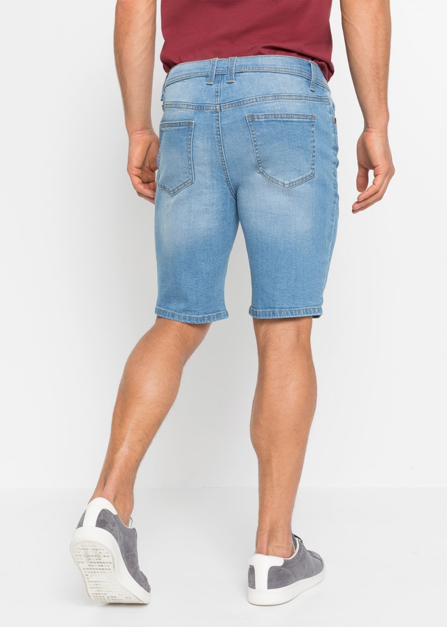 bonprix Jeansbermudas Packung, 2er, 2 mit Elasthan-Anteil, im Straight Fit, mit Used-Effekten, 5-Pocket-Form