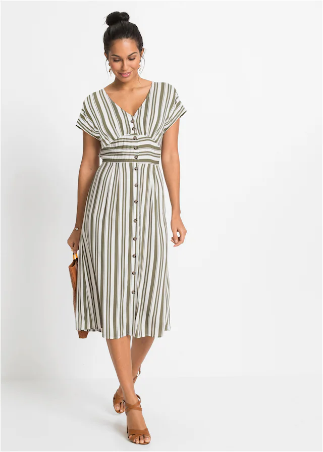 bonprix Midikleid für warme Tage, aus Viskose, ausgestellte Passform