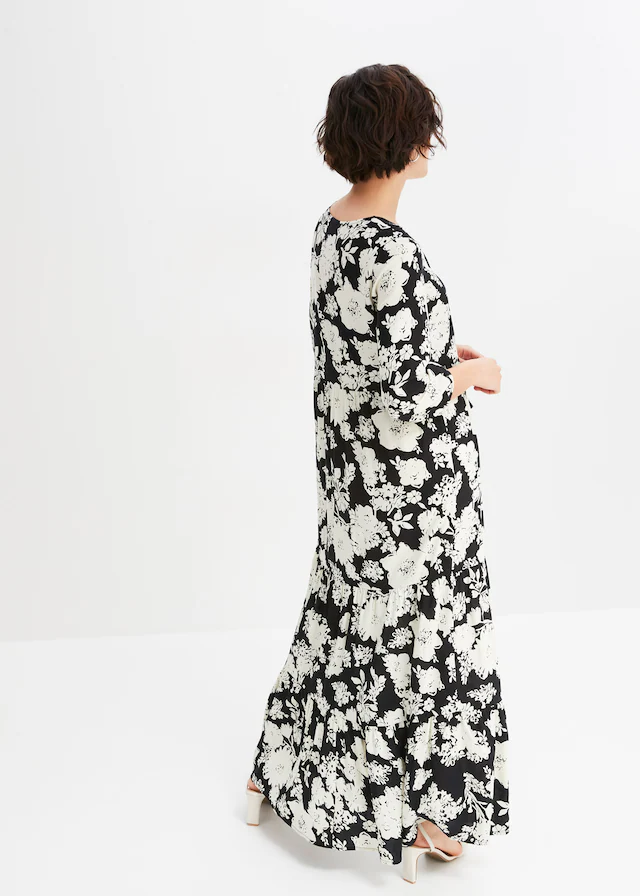 bonprix Maxikleid für Frühling und Sommer, aus Viskose, ausgestellte Passform