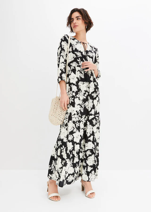 bonprix Maxikleid für Frühling und Sommer, aus Viskose, ausgestellte Passform
