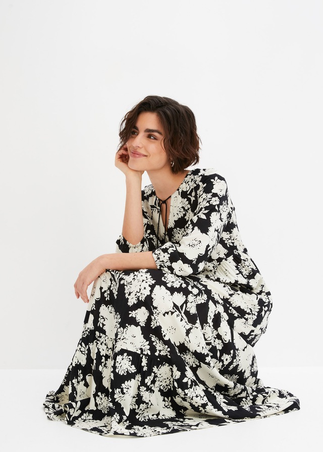 bonprix Maxikleid für Frühling und Sommer, aus Viskose, ausgestellte Passform