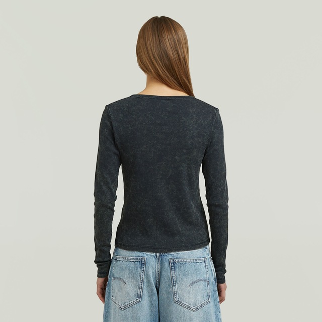 G-STAR Langarmshirt »Vintage Slim Henley t ls wmn« mit Knopfleiste, Baumwollmix