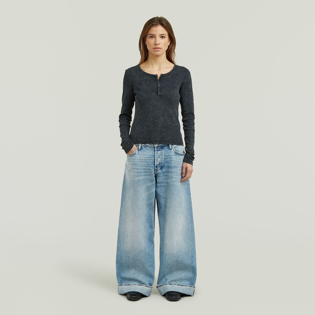 G-STAR Langarmshirt »Vintage Slim Henley t ls wmn« mit Knopfleiste, Baumwollmix