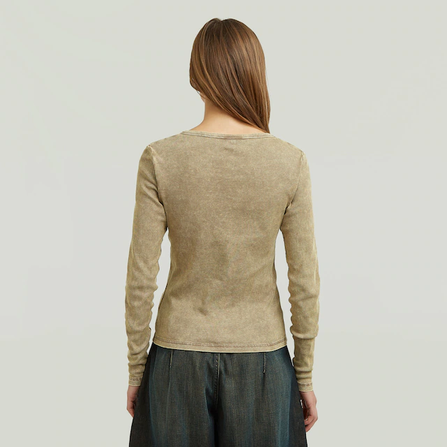 G-STAR Langarmshirt »Vintage Slim Henley t ls wmn« mit Knopfleiste, Baumwollmix