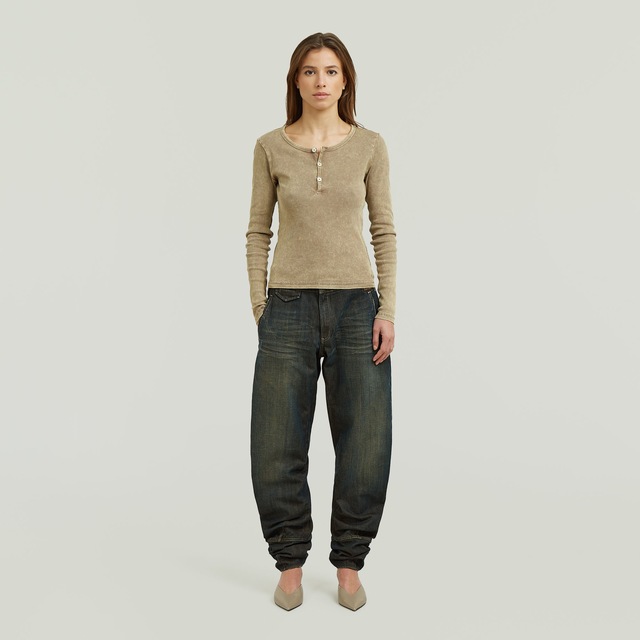 G-STAR Langarmshirt »Vintage Slim Henley t ls wmn« mit Knopfleiste, Baumwollmix