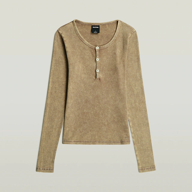 G-STAR Langarmshirt »Vintage Slim Henley t ls wmn« mit Knopfleiste, Baumwollmix
