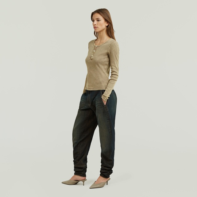 G-STAR Langarmshirt »Vintage Slim Henley t ls wmn« mit Knopfleiste, Baumwollmix
