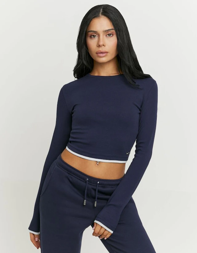 Tally Weijl Langarmshirt »STSCOCUFFA« Baumwollmischung, Basic Shirt, bauchfrei