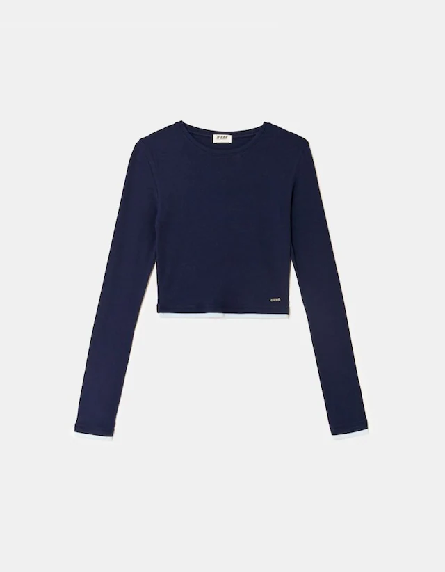 Tally Weijl Langarmshirt »STSCOCUFFA« Baumwollmischung, Basic Shirt, bauchfrei