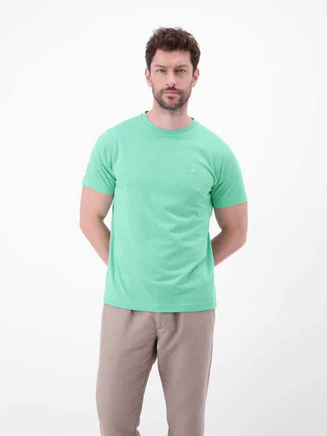 LERROS Rundhalsshirt »Rundhals T-Shirt aus Baumwolle« 100% Baumwolle, einfarbig, angenehmer Tragekomfort