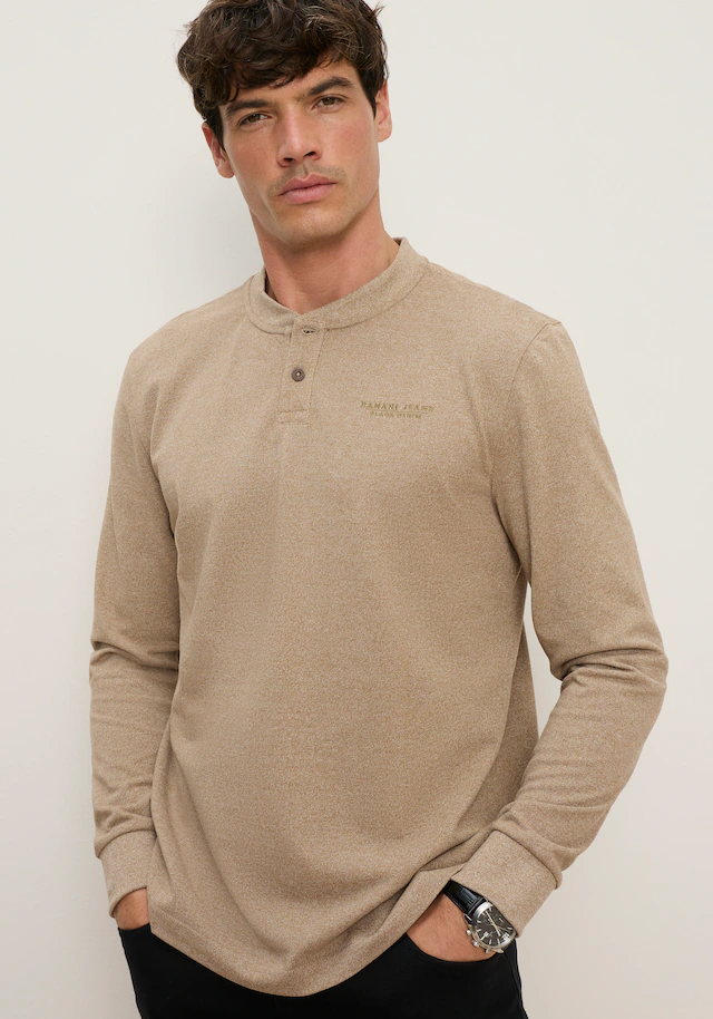 Bruno Banani Henleyshirt Geschmeidige melierte Jersey-Qualität mit kurzem Henley-Ausschnitt