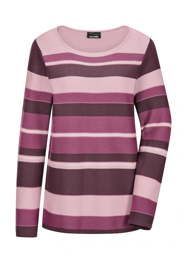 GOLDNER Rundhalspullover »Strickpullover im Ringel-Look« farbharmonischer Ringelablauf