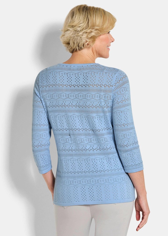 GOLDNER Rundhalspullover »Kurzgröße Sommerpullover mit V-Ausschnitt« angenehmer Tragekomfort