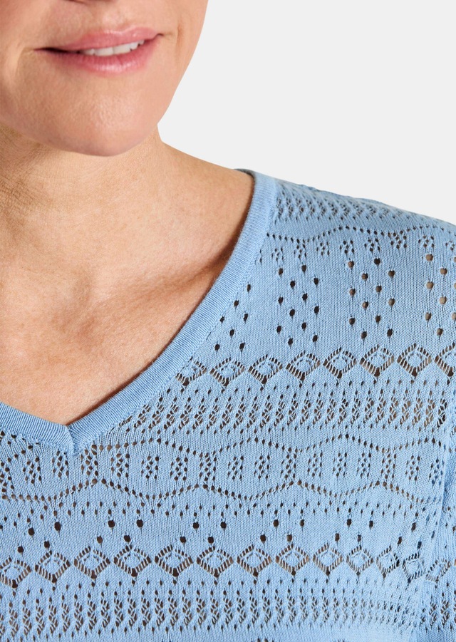 GOLDNER Rundhalspullover »Kurzgröße Sommerpullover mit V-Ausschnitt« angenehmer Tragekomfort