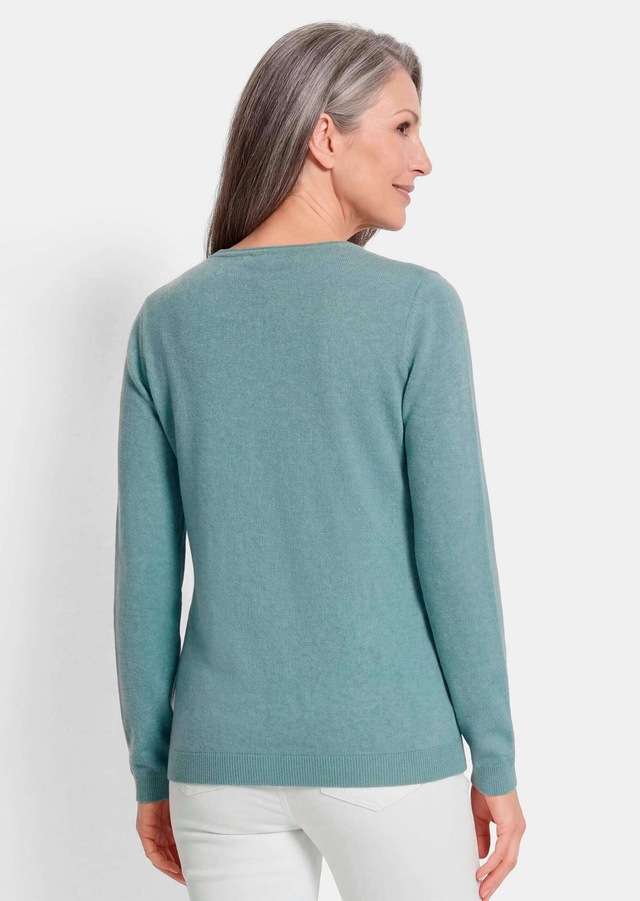 GOLDNER Rundhalspullover »Kurzgröße Baumwollpullover mit V-Ausschnitt« mit Kaschmieranteil