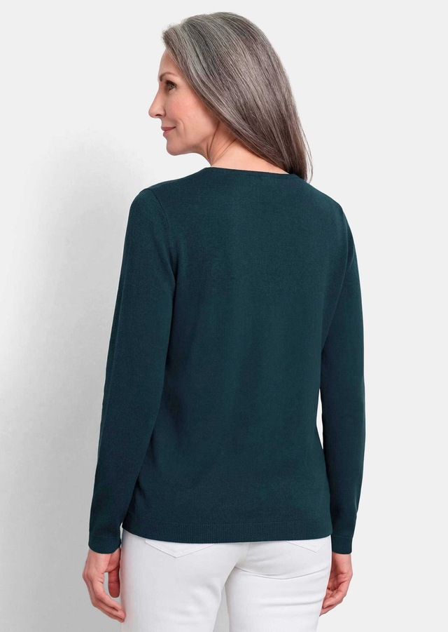 GOLDNER Rundhalspullover »Kurzgröße Baumwollpullover mit V-Ausschnitt« mit Kaschmieranteil