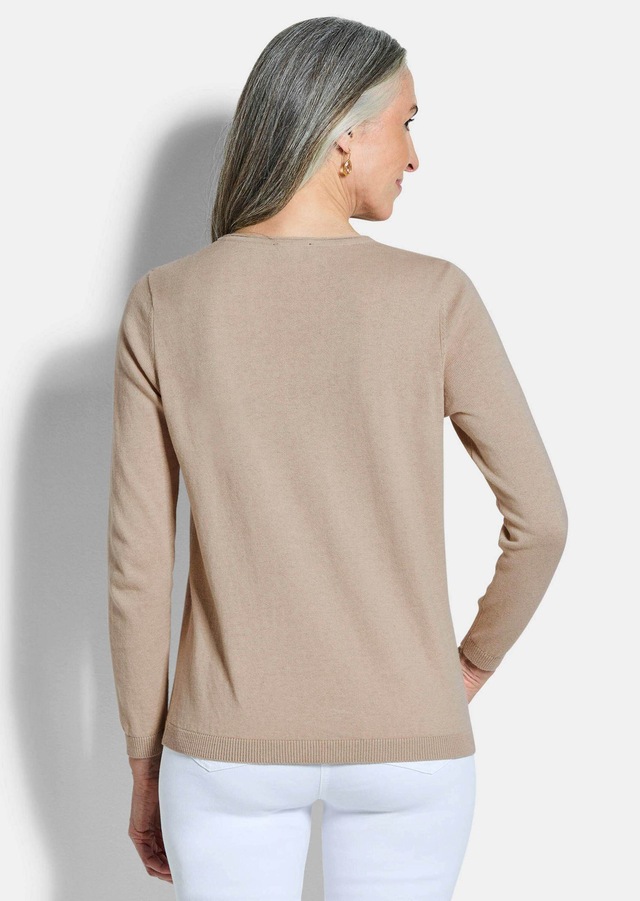 GOLDNER Rundhalspullover »Kurzgröße Baumwollpullover mit V-Ausschnitt« mit Kaschmieranteil