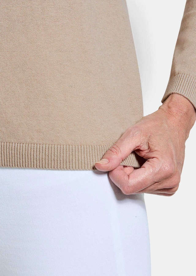GOLDNER Rundhalspullover »Kurzgröße Baumwollpullover mit V-Ausschnitt« mit Kaschmieranteil