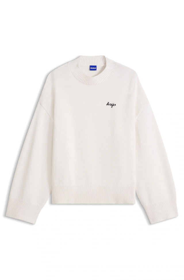 HUGO Strickpullover »Shenny« mit Stehkragen, Oversize Fit, Stickerei