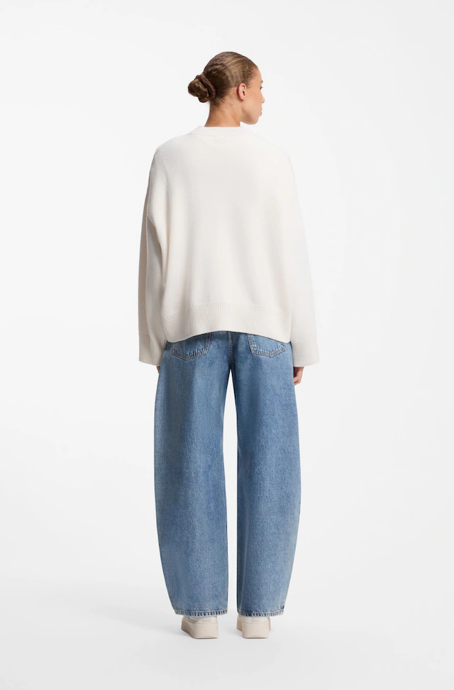 HUGO Strickpullover »Shenny« mit Stehkragen, Oversize Fit, Stickerei