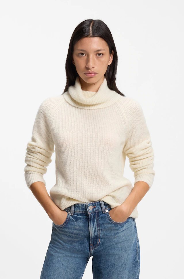 BOSS ORANGE Rollkragenpullover »Falodina Premium Damenmode« aus hochwertigem Materialmix mit Alpaka- und Wollanteil