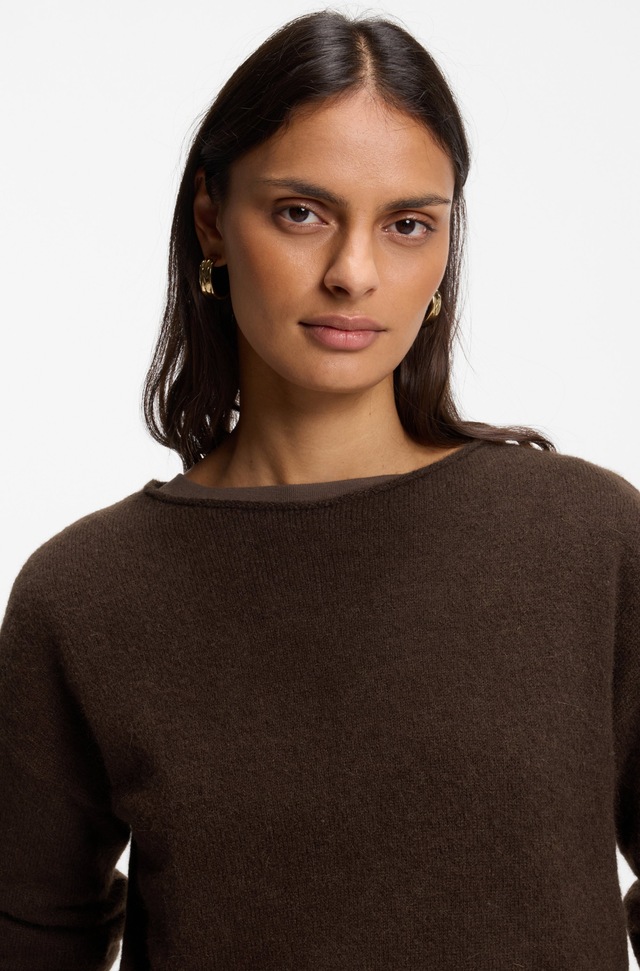 BOSS ORANGE Rundhalspullover »Follettino Premium Damenmode« mit Alpaka und Wolle, Relaxed Fit