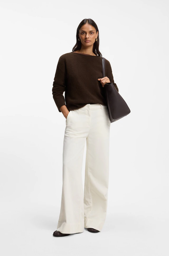 BOSS ORANGE Rundhalspullover »Follettino Premium Damenmode« mit Alpaka und Wolle, Relaxed Fit