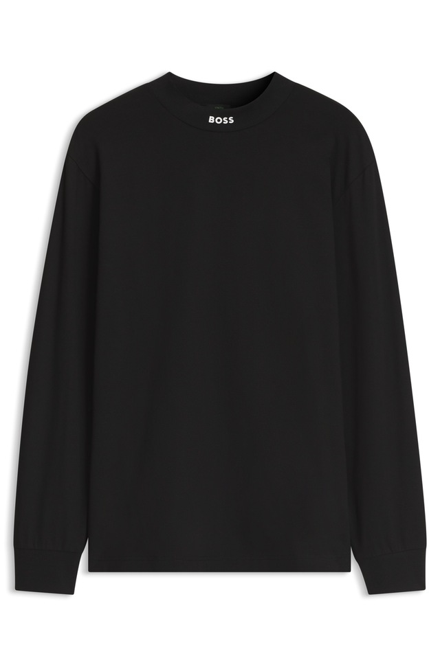 BOSS GREEN Langarmshirt Stretch Jersey Baumwolle, Relaxed Fit, Rundhalsausschnitt