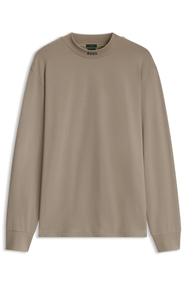 BOSS GREEN Langarmshirt Stretch Jersey Baumwolle, Relaxed Fit, Rundhalsausschnitt