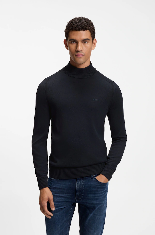 BOSS ORANGE Strickpullover »Avac M1« Regular Fit, Schurwollmischung, Stehkragen