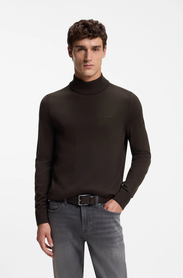 BOSS ORANGE Strickpullover »Avac M1« Regular Fit, Schurwollmischung, Stehkragen
