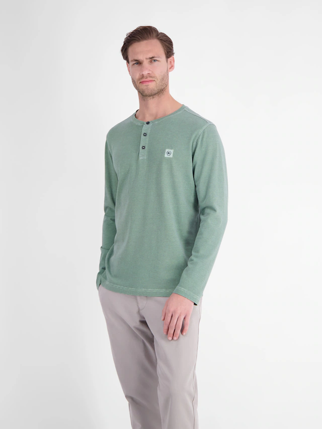 LERROS Langarmshirt mit kurzer Knopfleiste - Serafino - und feinen Streifen