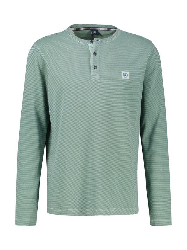 LERROS Langarmshirt mit kurzer Knopfleiste - Serafino - und feinen Streifen