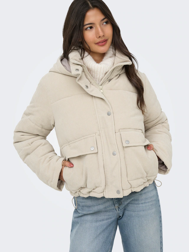 ONLY Steppjacke »ONLZAHARA CORDUROY PUFFER CC OTW« mit Kapuze Kunstfaser