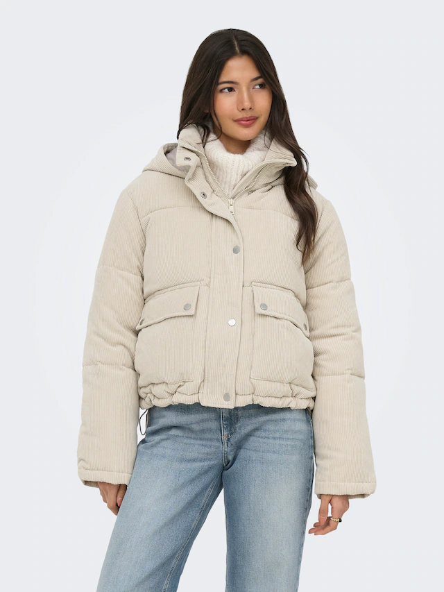 ONLY Steppjacke »ONLZAHARA CORDUROY PUFFER CC OTW« mit Kapuze Kunstfaser
