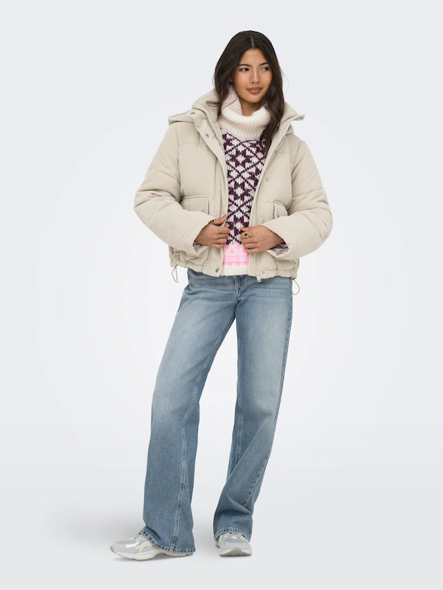 ONLY Steppjacke »ONLZAHARA CORDUROY PUFFER CC OTW« mit Kapuze Kunstfaser