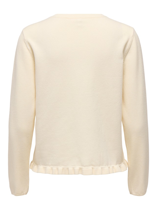 ONLY Strickjacke »ONLCINDEREL LS O-NECK FRILL CARDI CC KNT« Materialmix, regular fit