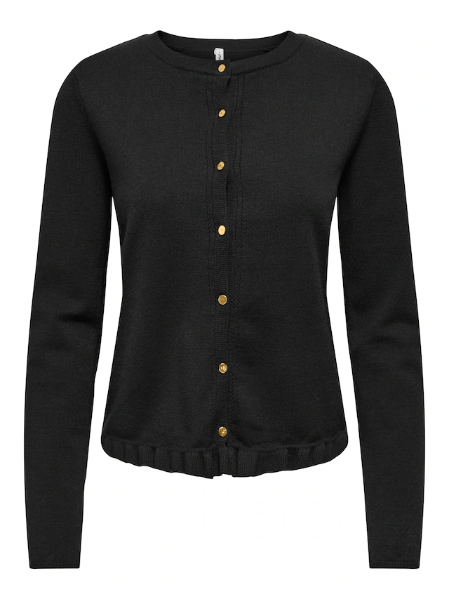 ONLY Strickjacke »ONLCINDEREL LS O-NECK FRILL CARDI CC KNT« Materialmix, regular fit