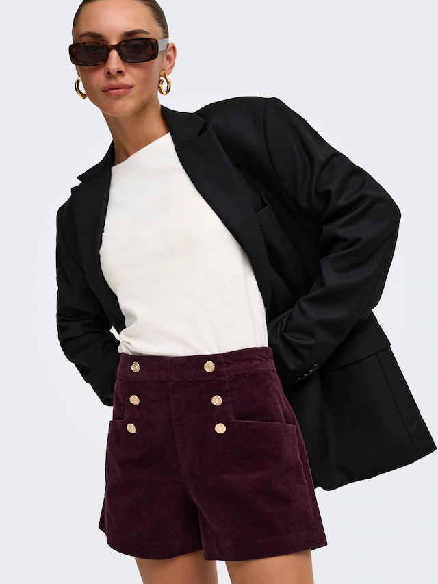 ONLY Shorts »ONLZEVA HW CORD BUT SHORTS CC PNT« Baumwollmischung, Cord, high waist