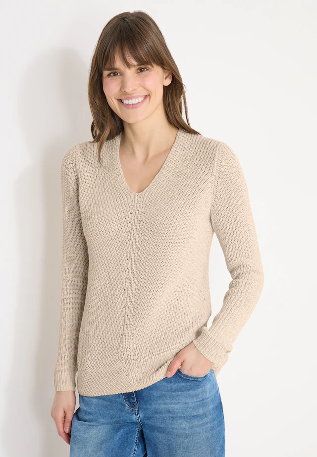 Cecil Strickpullover mit abgerundetem V-Ausschnitt