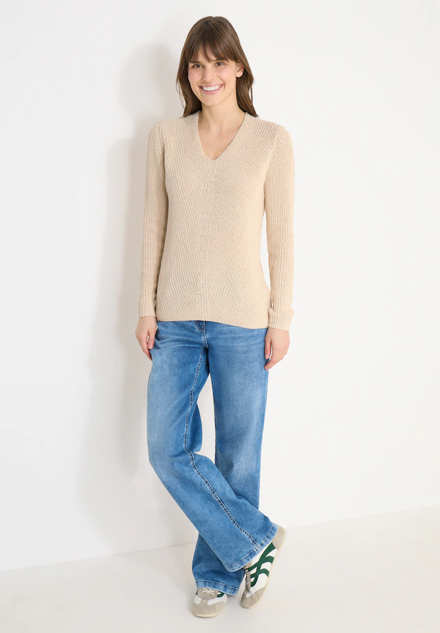 Cecil Strickpullover mit abgerundetem V-Ausschnitt