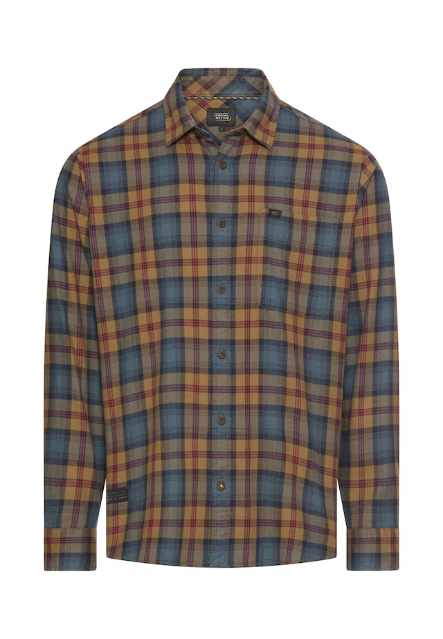 camel active Karohemd Langarmshirt mit Hemdkragen und Knopfleiste